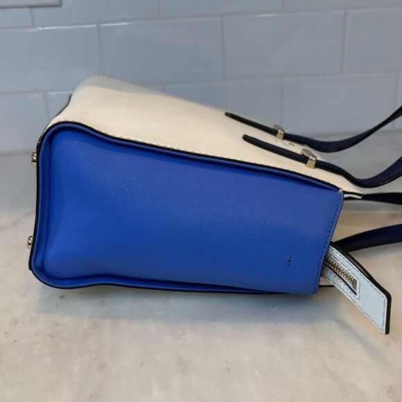 Kate Spade Purse Handbag Leather Crossbody Color Block Blue Satchel Tote Bag - Picture 8 of 16